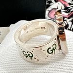 Gucci NWOT authentic Sterling Silver Enamel Ghost Pineapple GG Ring us6/it12 Photo 2