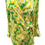 ZARA ‎ Green Yellow Floral Print Satin Wrap Mini Dress Size Medium Photo 5