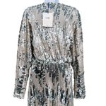 ZARA Silver Sequin Maxi Dress Dolman Long Sleeve Metallic Blogger Fave Small Photo 8
