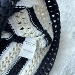 Apiece Apart  Black White Striped Open Crochet Knit Slouchy Pullover Sweater Larg Photo 6