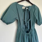 Peter Som  Collective Green Puff Sleeve Ruffled Open Back Dress 2 Photo 6