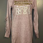 Love New York Hoodie Dress Womens Small Pink Brooklyn Athletics NYC Lace Up Photo 0