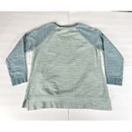 LL Bean Blue French Terry Color Block Raglan Baseball Crew Neck Sweatshirt LARGE Photo 4