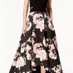 XScape Size 16W Solid & Floral-Print High-Low Gown Mesh Cut Outs Formal Photo 0