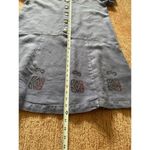 Vintage Blue Cactus Linen Dress Made in USA Boho Painted Print Drop Waist M/L Purple Size M Photo 3