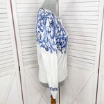 Talbots Delft Blue Picnic Paisley White Button Up Cardigan Sweater White XS Photo 3