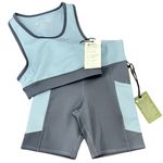 Parks Project  Glacier Trail Blue Crop Top Sports Bra Bike Shorts Set XS NEW Tags Photo 0