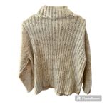 Dress Barn  Wool Blend Oatmeal Multi Speckle Front Full Zip Cable Knit Sweater Photo 3