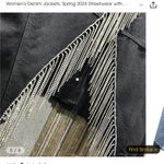 Black Denim Rhinestone Fringe Detailing Jacket Size L Photo 3