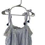 Old Navy  Women's Size Large Blue Striped Boho Embroidered‎ Top Photo 1