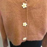 Altar'd State Fuzzy Cropped Oversized Grandpa Sweater with Daisy Buttons Size XS Photo 3