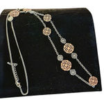 Silver & Rose Gold Tone Necklace Long Chain Medallion Pendant Fashion‎ Jewelry Photo 0