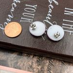 Vintage 1970s Purple Floral Glass Cabochon Earrings Stainless Steel Photo 2