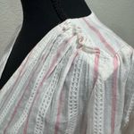 Rebecca Taylor Striped V-Neck Blouse - White and Pink Photo 2