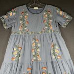 Orange Creek  Dress Womens Small Blue Embroidered Floral Boho Tiered Midi Photo 1