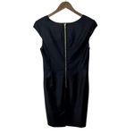 Ted Baker London Black Wool Blend Sheath Dress Size 4 Cap Sleeve V-Neck Photo 4