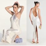 Cult Gaia NWOT  Renata Draped Fringe Halter Gown Off White Bridal Wedding Size M Photo 6