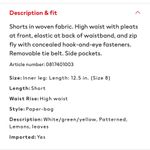 H&M Lemon print high waist shorts Photo 5