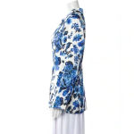 Christian LaCroix 786  Floral Silk Blazer Size XS Color White Blue Photo 1