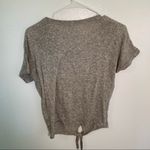 Caution to the Wind Tie Front T-Shirt Oatmeal Gray S Photo 7