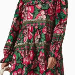 Farm Rio  Dress Mini Floral Black Flower Garden Cotton Pink Swing Resort spring Photo 0