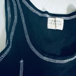 Urban Nation Black & White Stitched Ribbed Scoop Neck Cotton Mini Dress Black Size L Photo 3