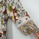 Fig & Flower Boho Peasant Top White Lace Long Slit Balloon Sleeves Yellow Size M Size M Photo 3