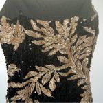 Akira Sequin cami Mini Bodycon dress black gold leaf pattern small Photo 2