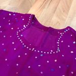 NWT 100% Silk 3 piece fuschia purple tunic dress gingham scarf shalwar kameez Photo 2