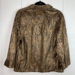 Ruby Rd  Metallic Cheetah Print Zip Up Collared Jacket Elastic Waist 3/4 Sleeves Photo 3
