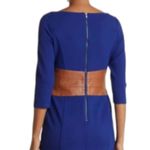 $336 NWT Shani Womens Cocktail Dress Sz 14 Blue Faux Leather Waist Office Chic Photo 5