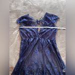 Midnight Blue Vintage Full Lace Slip Dress Cover Up Women’s Sz L EUC Size L Photo 4