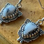 Genuine White Buffalo Sterling Silver Southwestern Earrings Black Photo 1