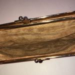 Vintage Leather Gold Tone Embossed Red Gilt Kiss Lock Clutch Purse Photo 5