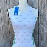 Adidas New  White and Green Racerback Bodysuit Smart Cotton He-She Size Small Photo 0