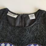 Vintage Night Vogue Silk Floral Sequin & Beaded Embellished Long Sleeve Dress L Black Size L Photo 2