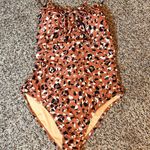 Old Navy Womens One Piece Swimsuit  Medium‎ Brown Black White Animal Print Photo 0