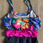 Vintage 90’s Robby Len Bright Floral Colored One Piece Swimsuit Size Medium Pink Photo 5