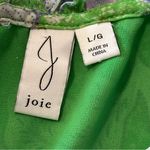 Joie  Women’s L Green Pleat Femme Floral Cap Sleeve Ruffle Crew Neck Blouse Top Photo 3