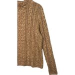 Lands End Sweater Womens XL 18 Tan Cable Knit Mock Neck Wool Blend Fisherman Brown Photo 3