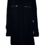 EXPRESS  Portfolio Shirt Dress Size Small Black Lined Womens Roll‎ Tab Sleeves Photo 0