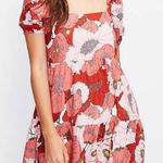 Loft  Poppy floral square neck‎ puff sleeve dress Women’s SIZE 14 fall wedding Photo 0