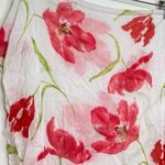 Floral Scarf Dark Pink Red White Green Rayon Thin Fabric Watercolor Style Photo 3