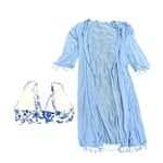 SheIn Women's Bikini Top with Cardigan Coverup in Blue, Size M Photo 1