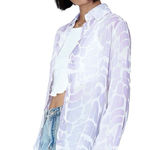 Princess Polly  Women's Sheer Organza Blouse Size 4 Love Graphic 70s Style Button Photo 0