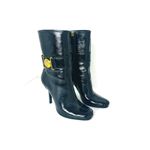 Gucci Hysteria Patent Leather Ankle Boots Size 37.5c Black High-Gloss Booties Photo 10