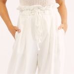 Free People  Margate High Rise Pleated Drawstring Paperbag Pants White Size Small Photo 2