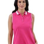 CHAPS  Womens Sleeveless Polo Shirt Size XL Pink & White New Photo 0