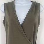 EXPRESS Vtg 90s  Wrap Dress Sz 3/4 Olive Midi Y2k Grunge Minimal Prep Forest Work Photo 2