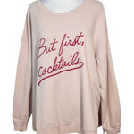  Blush Pink But First Cocktails Sweatshirt Size XXL Wildfox Pink Sweatshi Photo 0